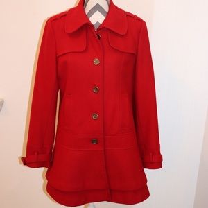 Red Ruffled Coat by Moda International Size L